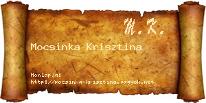 Mocsinka Krisztina névjegykártya